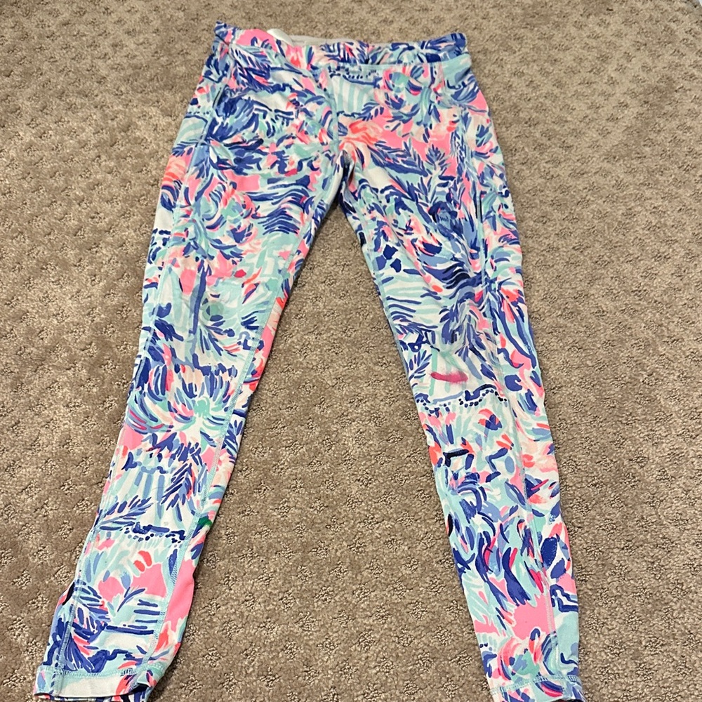 Lilly Pulitzer Girls Luxletic Leggings - Pink, Blue, Green 10/12